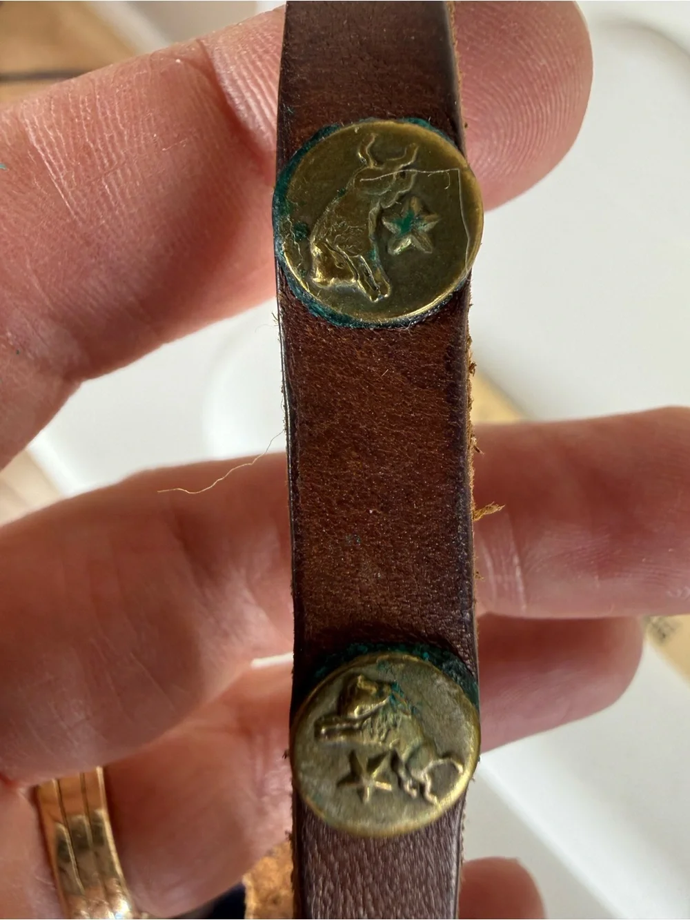 Capricorn Brass & Leather Bracelet